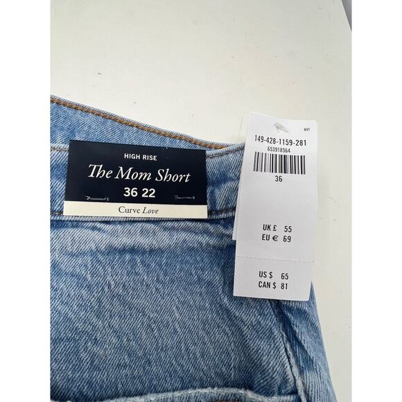 Abercrombie & Fitch Curve Love The Mom High Rise Cutoff Denim Shorts 36/22 - Picture 4 of 6